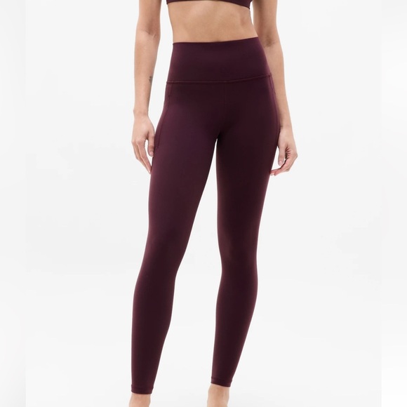 Athleta Salutation Stash Tight Leggings Burgundy Red High Rise Stretch - Picture 1 of 5